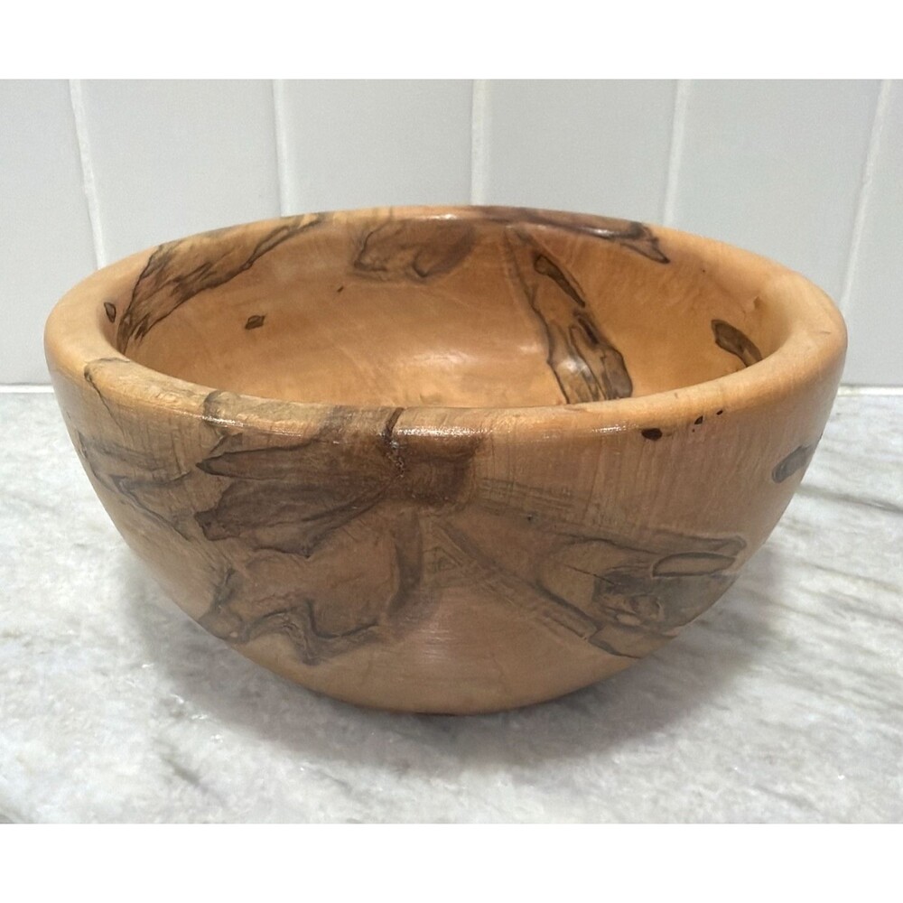 Handmade Crafted Wooden Ambrosia Maple Bowl Food Safe 6 x 3 Inches Artisan Stamp